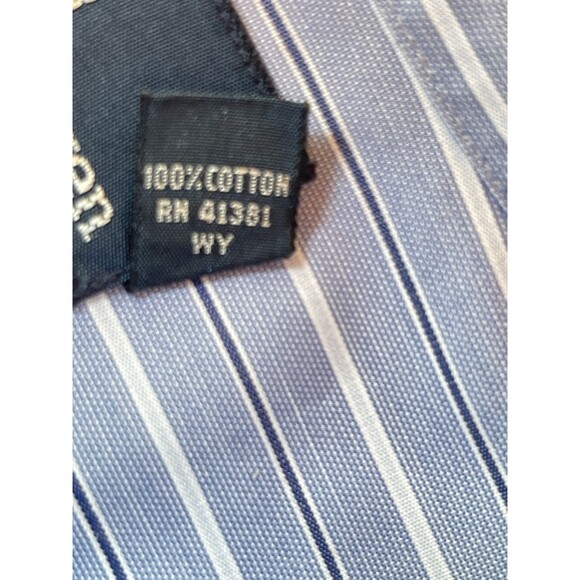 Polo Ralph Lauren Men Dress Shirt 17½  34/35 Blue Stripe Long Sleeve Botton-up - Picture 8 of 10